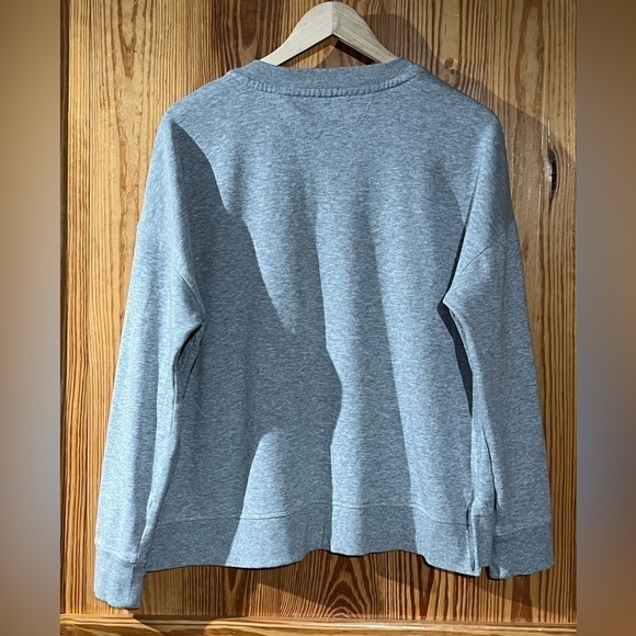 VTG Calvin Klein sz. Large Cropped Drop Shoulder Sweatshirt Blue Tie Dye - Picture 11 of 13